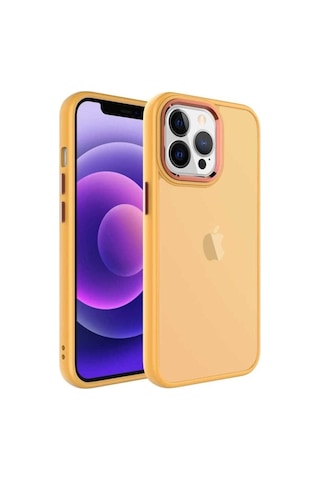 Apple Uyumlu iPhone 13 Pro Kılıf Buzlu Sert Pc Zore May Kapak Turuncu