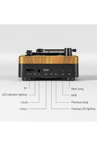 Teltree Ko-star Nostaljik Çalar Desenli Taşınabilir Hoparlör - Bluetooth 5.3 + Aux + Tf Kart Desteği, 1200mah Pil, Açık Ahşap Rengi