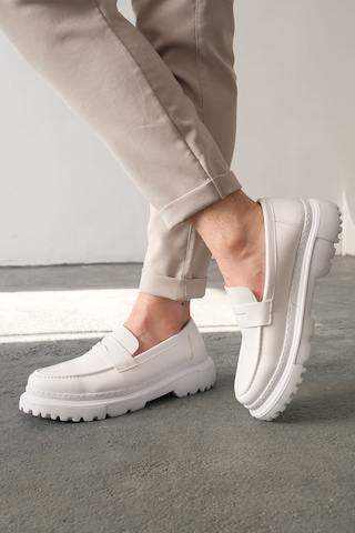 Roof Atelier Erkek Beyaz Kalın Taban Loafer Ayakkabı - 2417 - Fbt Beyaz