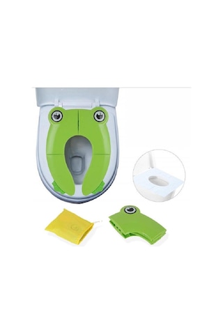 Sones Kurbağa Şeklinde Pp Malzeme Çevre Koruma Çocuk Seyahat Taşınabilir Tuvalet Oturağı Yeşil