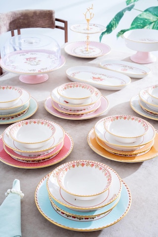 Mia 6 Kişilik 30 Parça Porselen Yemek Takımı Renkli