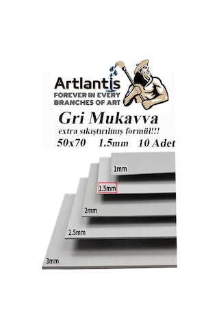 Mukavva Gri 1.5 mm 50x70 cm 10 Adet Sert Karton Ekstra Sıkıştırılmış 50*70 Mukavva Gri Renkli 10 Adet
