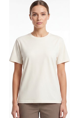 Goffra Kadın Vision Bisiklet Yaka Premium Kalite Yoğun Dokulu Pamuklu T-shirt Krem W101-r0220-02
