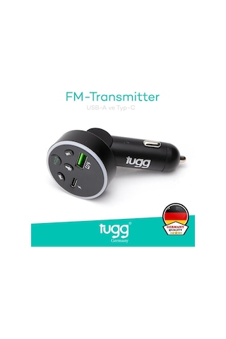 Fm Verici & Araç Şarj Cihazı Bluetooth 5.0 Fm Transmitter, Çift Usb + Type-c Pd Hızlı Şarj, Müzik Aktarımı,
