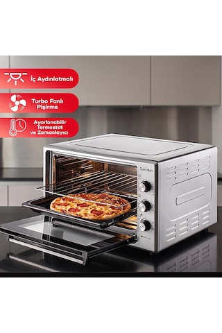 Şamdan 2033 60 L Çift Camlı Turbo İç Aydınlatmalı Zaman Ve Isı Ayarlı Mini/Midi Fırın Şamdan 2033 60 L Çift Camlı Turbo İç Aydınlatmalı Zaman Ve Isı Ayarlı Mini/Midi Fırın
