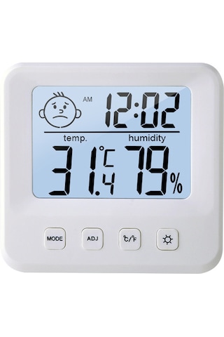 Lemestar Ev, Seracılık, Depo İçin Dijital Sicaklık Nem Ölçer - Zaman Gösterimi, Alarm Ve Işıklandırma Özelliği - Beyaz 1222s Pil İle Gönderilir