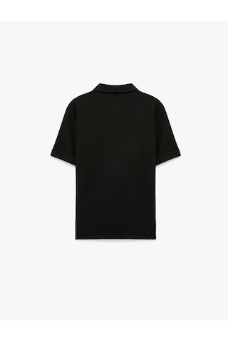 Koton Pamuklu Regular Fit Kısa Kollu Düğmeli Polo Yaka Tişört Siyah 6sam10290mk
