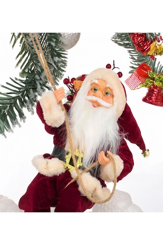 Yılbaşı Süsü Noel Baba Biblo Figür Büyük Boy 45cm - Asma İpi İle 78 Cm
