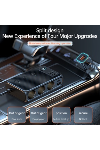 Kangvka Siyah Araç Şarj Adaptörü 3 Sigara Çakmaklı + 6 Usb Pd30w+qc3.0 171w Hızlı Şarj, Voltaj Gösterici Ve Çoklu Koruma Fonksiyonu