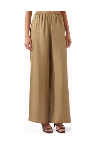 12storeez Light Brown Ipek Pantolon, Elastik Belli Rahat Mulberry Ipek Kesim Açık Kahverengi