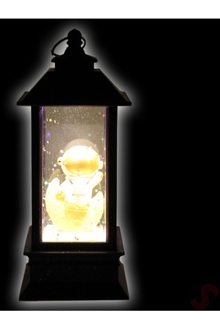 Uçuşan Simli,12,5cm X 5cm Led Işıklı Astronot Fener Küre - B