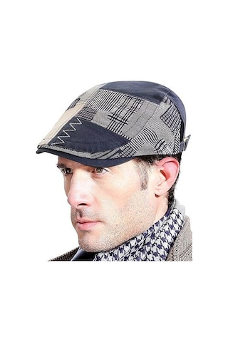 Valkyrie İtalyan Style Erkek Kasket Şapka Kanvas Asimetrik Model Ayarlanabilir Terletmez Erkek Lacivert