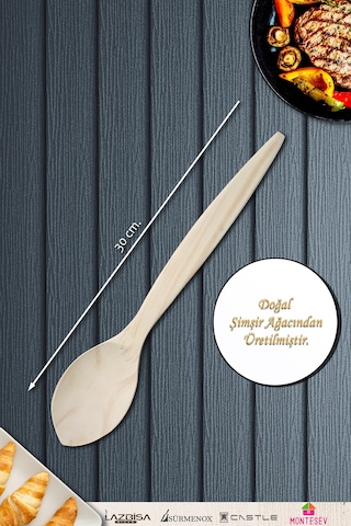 Doğal Şimşir Ağacı Ahşap Tahta Kaşık Spatula Seti Ağaç Kaşık 2li Set Şmş-002 Ahşap