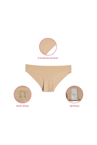 Alya Underwear Basic Lazer Kesim Kadın Bikini Külot Dikişsiz Kadın Slip - Ultra Esnek Ve Rahat 6'lı Paket Ten