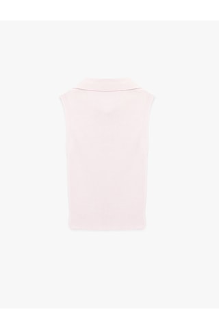 Koton Düğmeli Kolsuz Polo Yaka Triko Bluz Pembe 6sak30032ht Gül