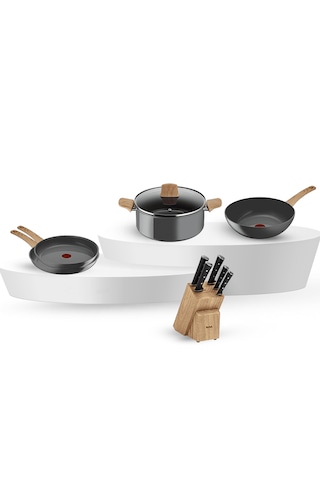 Tefal Ceramic Renew Tava Tencere Ve Ice Force Bıçak Seti Siyah