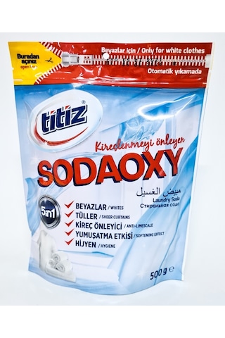 Titiz Sodaoxy Beyazlar İçin Oksijen Etkili Çamaşır Sodası Ekstra Hijyen ve Koruma 500 G