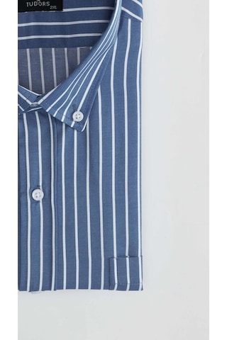 Tudors Battal Boy Büyük Beden Çizgili Erkek Gömlek-31534-çok Renkli