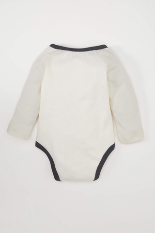 DeFacto Erkek Bebek Yenidoğan Zürafa Nakışlı Uzun Kollu Çıtçıtlı Body D4135A524WNWT47 Beyaz