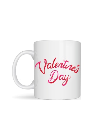 Northcity Valentine S Day Porselen Kupa Model 3 Aşk Temalı Özel Tasarım Kahve & Çay Kupası, Sevgililer Günü Hediyesi Pembe