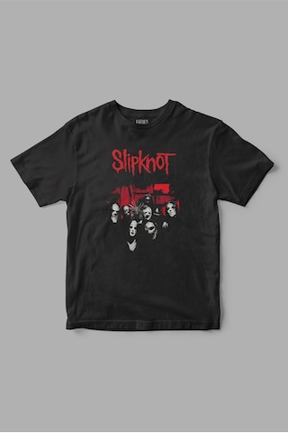 Gries Slipknot Baskılı Tişört Siyah