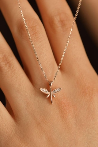 Roza Silver Zirkon Taşlı Rose Minimal Yusufcuk Gümüş Kolye