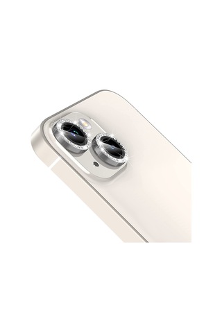 Buff Apple Uyumlu iPhone 14 / 14 Plus Diamond Kamera Lens Koruyucu Gümüş