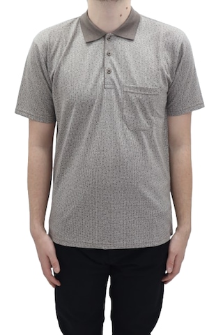 Santa Dmctekstil Erkek Jakarlı Desenli Klasik Kesim Rahat Kalıp Tek Cepli Polo Yaka T-shirt Kahverengi