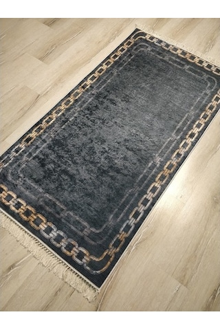 Yamalı Home Style Deri Taban Siyah Gold Sl6802 80X150 Siyah
