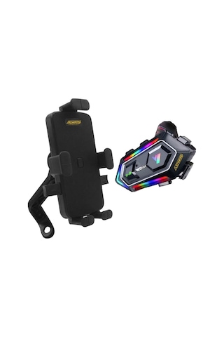 Y20 Max Kask Kulaklık İnterkom + Motosiklet Telefon Tutacağı