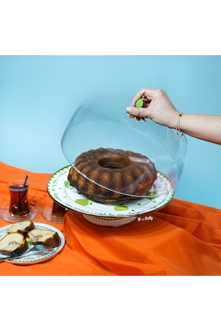 Mon Amour Emaye 30 Cm Ayaklı Kek Fanusu Yeşil