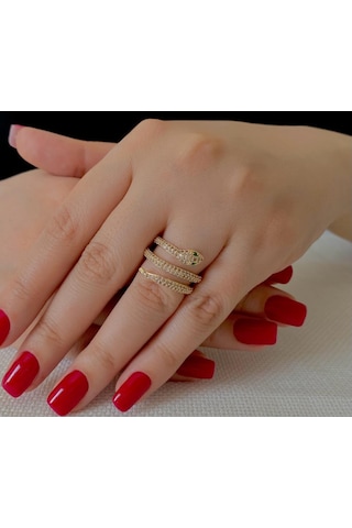 Kadın Ayarlanabilir 3 Sıra Yılan Yüzük Çok Renkli