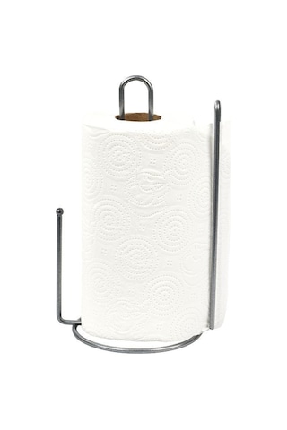 Edora Home 2'li Gümüş Mutfak Organizer Seti, Ayraçlı Kağıt Havluluk Ve 6 Kancalı Bardaklık - Metal Paslanmaz