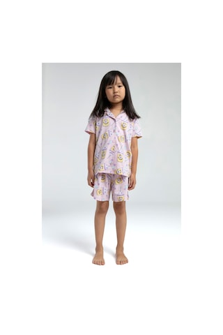 Toontoy Kız Çocuk Komple Baskılı Düğmeli Şortlu Pijama Takım Pembe