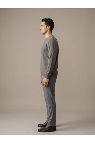 Maccali Erkek Vizon Selanik Bisiklet Yaka Sweatshirt