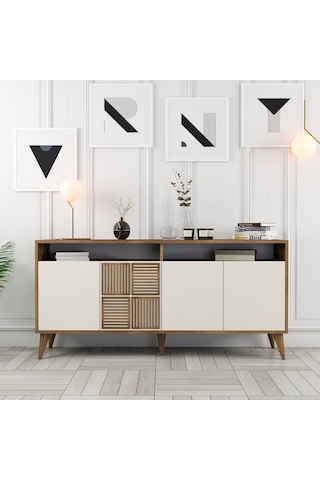 Milan 160cm Konsol - Ceviz / Krem