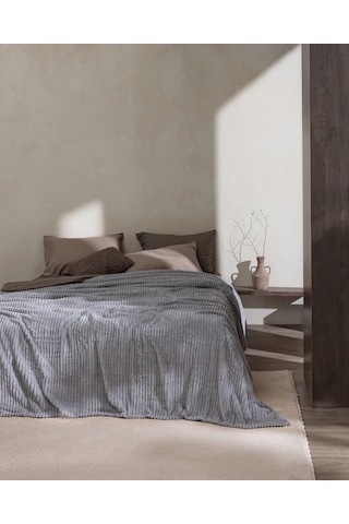 Madame Coco Corbeau Çift Kişilik Welsoft Düz Battaniye - Gri 8684427293089 Gri