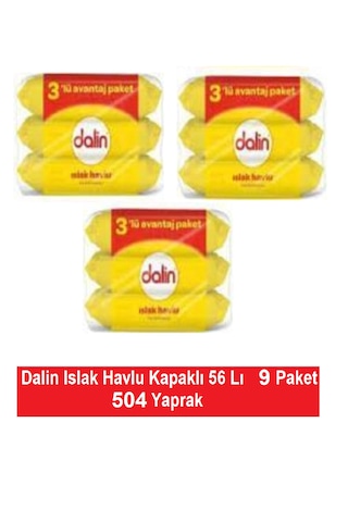 Dalin Islak Havlu Kapaklı 56 Lı X 9 Paket 504 Yaprak