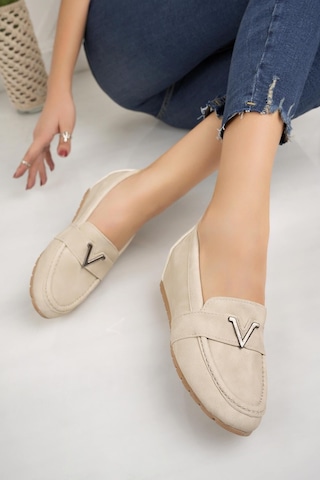 Nesilshoes Nesil Shoes Minal Gd06 Bej Gizli Topuk Kadın Ayakkabı
