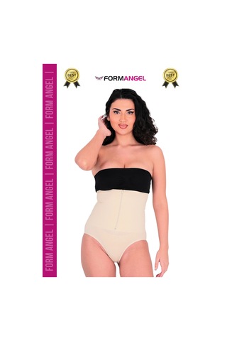 Form Angel Korse Yüksek Bel Vücut Karın Mide Şekillendirici Külot Fermuarlı Toparlayıcı Slip Korse - 3 Adet Ten