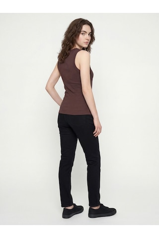 Slim Fit Kadın Bluz K.kol Kahverengi