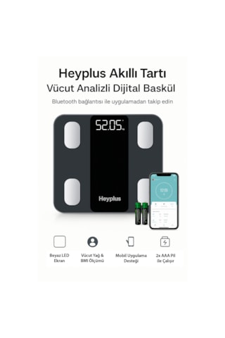 Dijital Baskül Akıllı Tartı - Yağ Su Kas Ölçerli Vücut Analiz Baskülü
