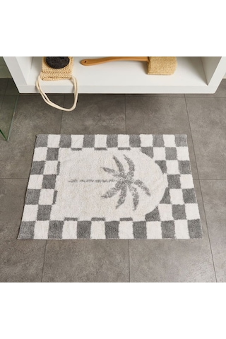 Evidea Soft Palm Tufting Banyo Paspası - Beyaz - 60x90 Cm Beyaz