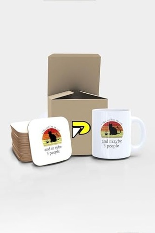 Like Coffee My Cat Kedi Tasarımlı Baskılı Kupa Bardak Seti Eğlenceli Özel Hediye Mug Çok Renkli