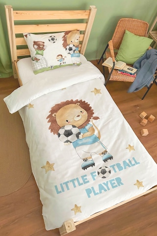 Organik Tek Kişilik Nevresim Takımı 160x220 - Şampiyon Minik Aslan Renkli