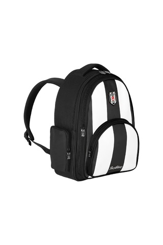 Beşiktaş 3 Bölmeli Çubuklu Suni Deri Okul Sırt Çantası 25356 Siyah