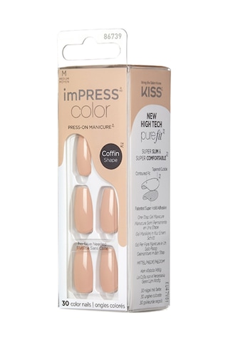 İmpress Color Kendinden Yapışkanlı Takma Tırnak Uzun Nude Latte