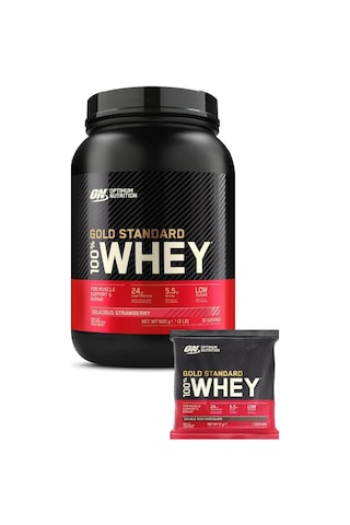 100% Whey Gold Standard Çilek Aromalı 899g 29 Servis Yüksek Protein Tozu - 100% Whey Gold Standard Çikolata Aromalı Şase 31g 1 Servis çikolata