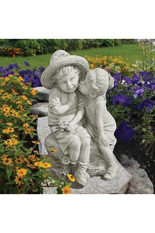 Reçine Süsler Bahçe Dekorasyonu Bahçe Heykelleri Bahçe El Sanatları Gibi Erkekler Ve Kadınlar Öpücük Sevimli1 Adet-beyaz