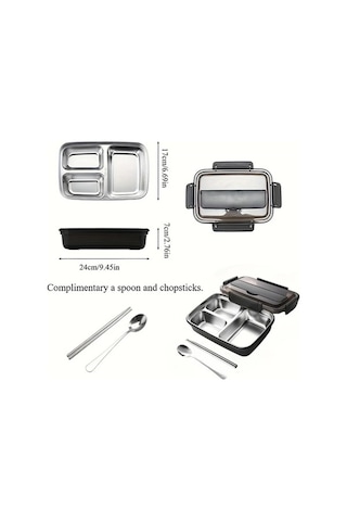 Trendooze Kapalı Meşe Rengi 3 Bölme Dayanıklı 304 Paslanmaz Çelik Sızdırmaz Yemek Kutusu Okul Ofis Kullanımı Pembe